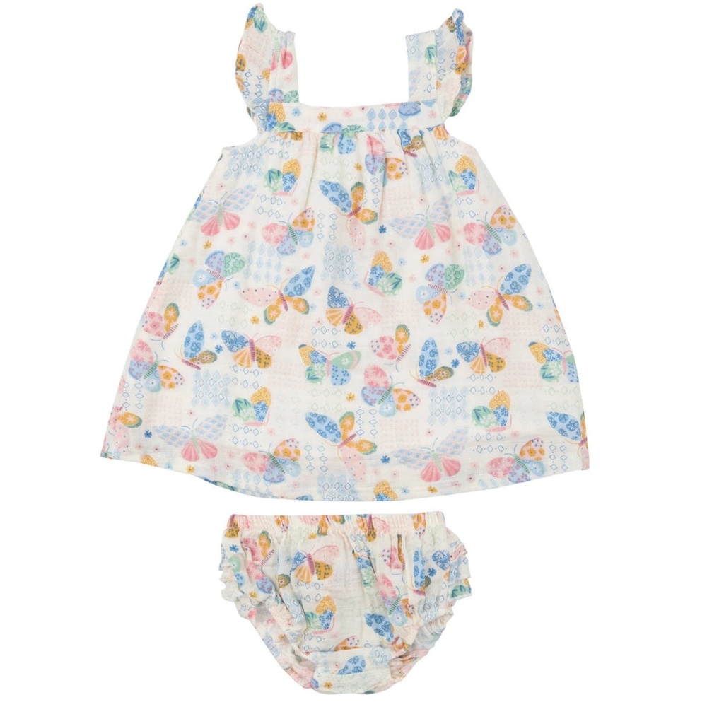 Angel Dear Butterfly Muslin Floral Dress Bloomers Set Toddler Girls 18-24 mo